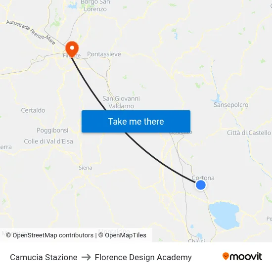 Camucia Station to Florence Design Academy map