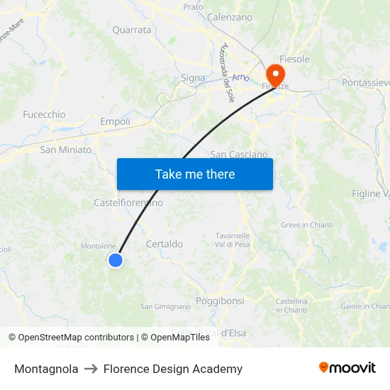 Montagnola to Florence Design Academy map