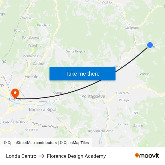 Londa Center to Florence Design Academy map