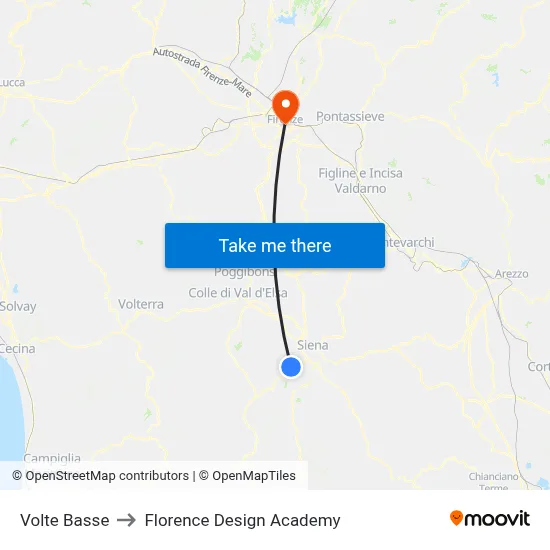Volte Basse to Florence Design Academy map