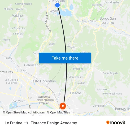 Le Fratine to Florence Design Academy map