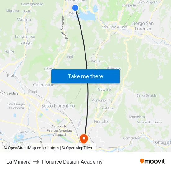 The Mine to Florence Design Academy map