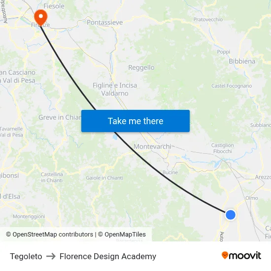 Tegoleto to Florence Design Academy map