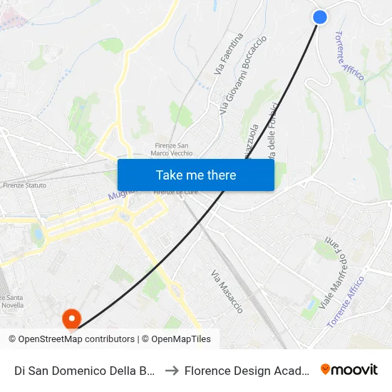 San Domenico Della Badia to Florence Design Academy map