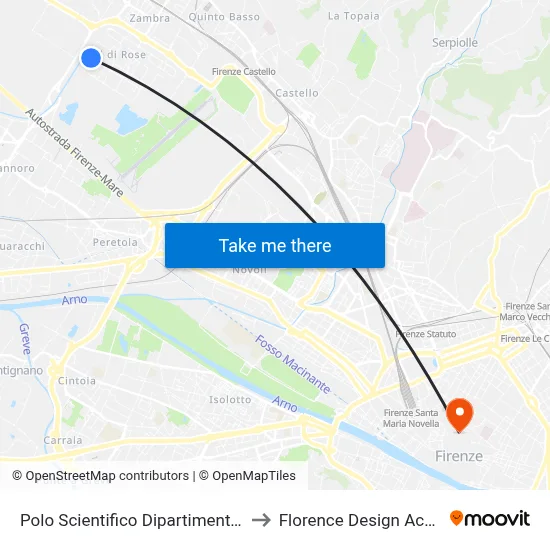 Scientific Center Physics Department to Florence Design Academy map