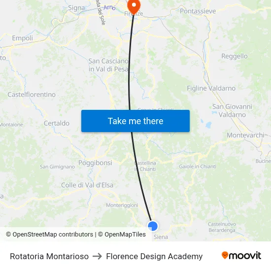 Montarioso Roundabout to Florence Design Academy map
