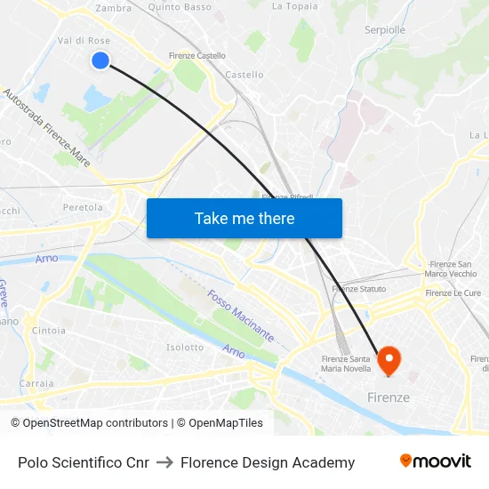 CNR Science Center to Florence Design Academy map