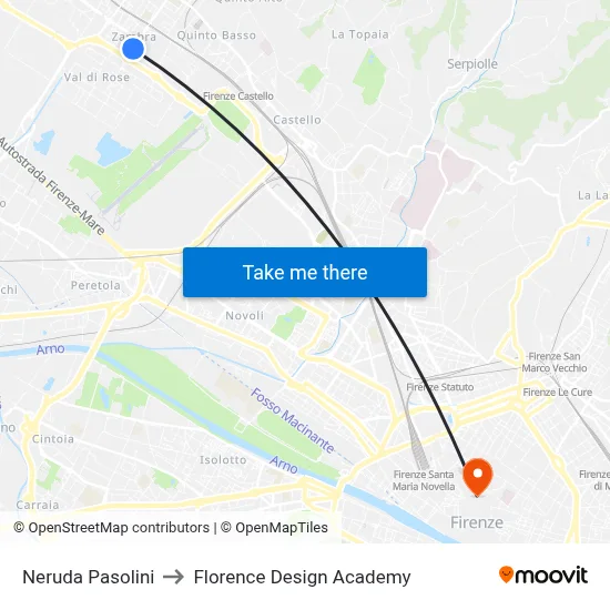 Neruda Pasolini to Florence Design Academy map