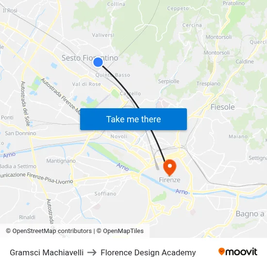 Gramsci Machiavelli to Florence Design Academy map