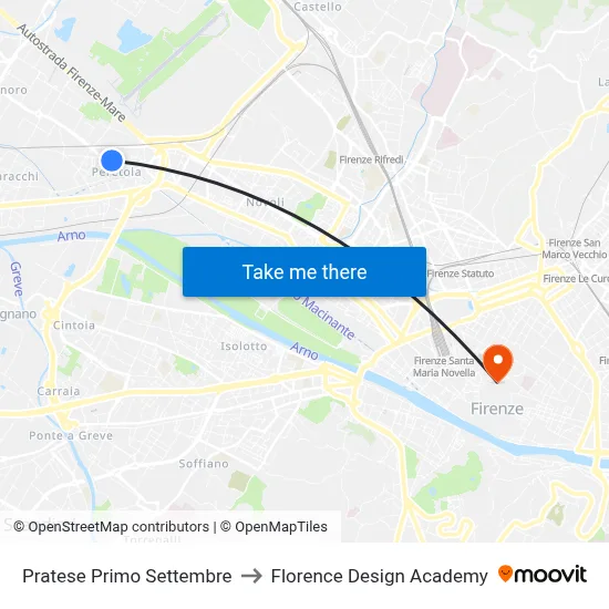 Pratese First September to Florence Design Academy map