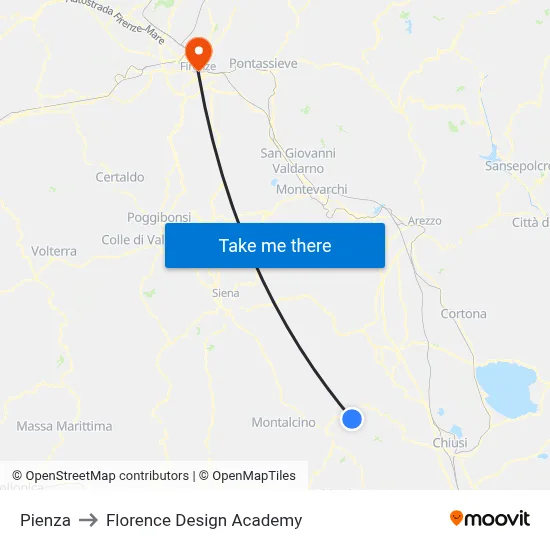 Pienza to Florence Design Academy map