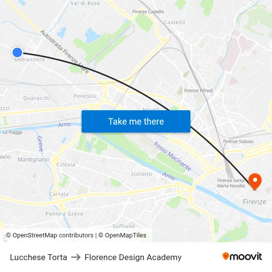 Lucchese Torta to Florence Design Academy map