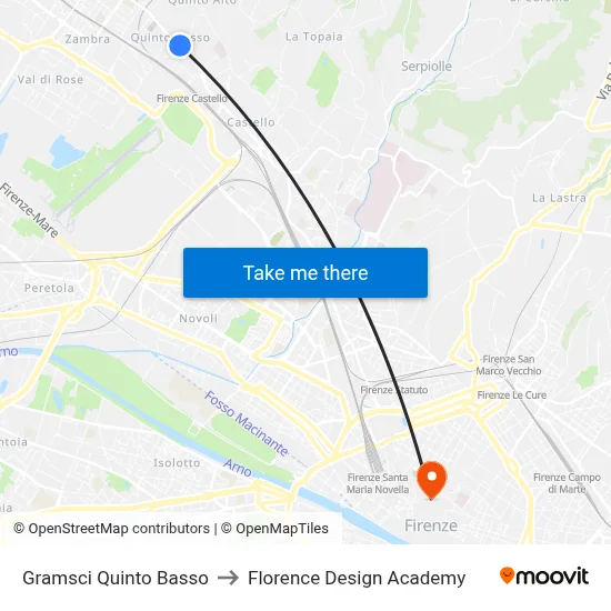 Gramsci Quinto Basso to Florence Design Academy map