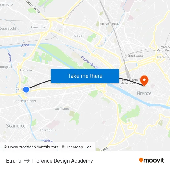 Etruria to Florence Design Academy map