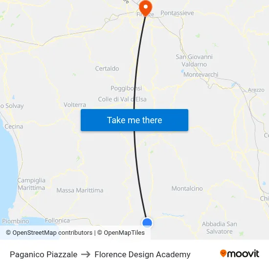 Paganico Square to Florence Design Academy map
