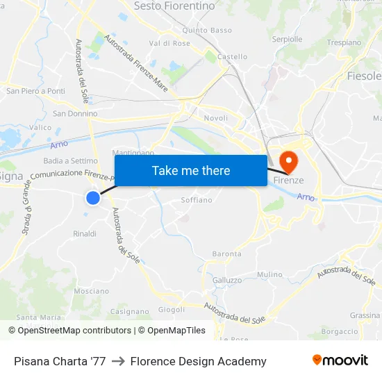 Pisana Charta '77 to Florence Design Academy map