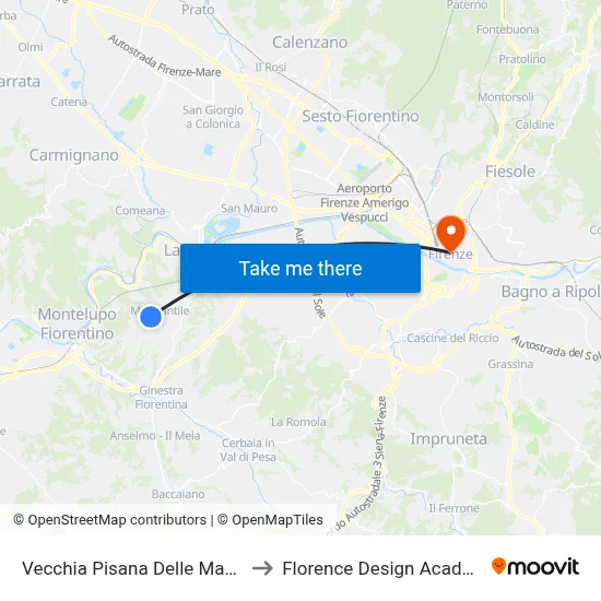 Old Pisan Mills Road to Florence Design Academy map