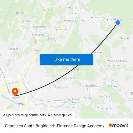 Santa Brigida Terminal to Florence Design Academy map
