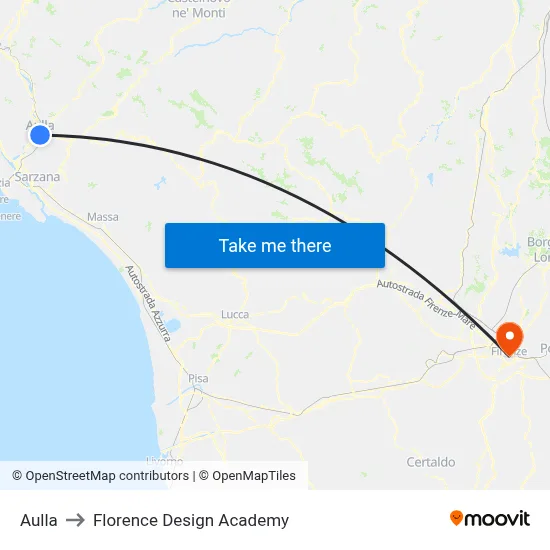 Aulla to Florence Design Academy map