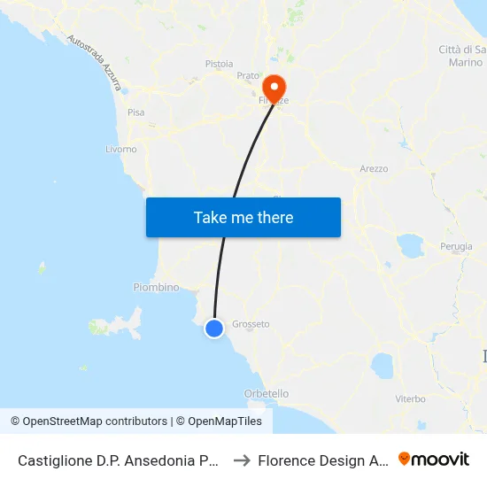 Castiglione D.P. Ansedonia Giorgin Bridge to Florence Design Academy map