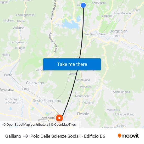 Galliano to Polo Delle Scienze Sociali - Edificio D6 map