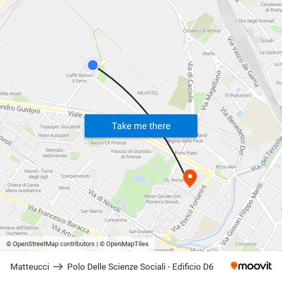 Matteucci to Polo Delle Scienze Sociali - Edificio D6 map