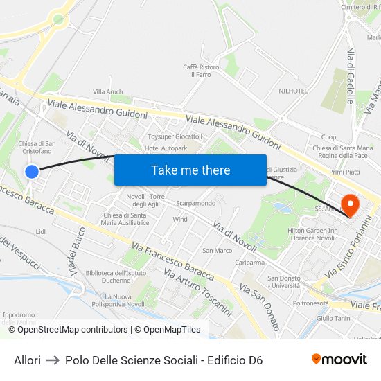 Allori to Polo Delle Scienze Sociali - Edificio D6 map