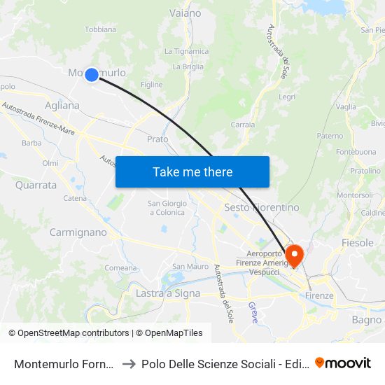 Montemurlo Fornacelle to Polo Delle Scienze Sociali - Edificio D6 map