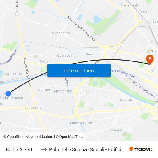 Badia A Settimo to Polo Delle Scienze Sociali - Edificio D6 map