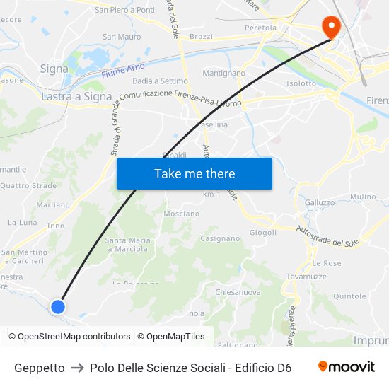 Geppetto to Polo Delle Scienze Sociali - Edificio D6 map
