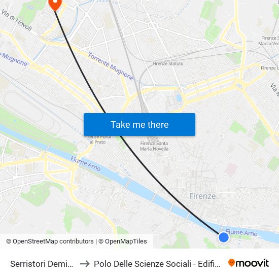 Serristori Demidoff to Polo Delle Scienze Sociali - Edificio D6 map