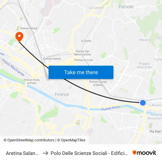 Aretina Salandra to Polo Delle Scienze Sociali - Edificio D6 map