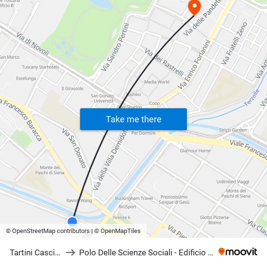 Tartini Cascine to Polo Delle Scienze Sociali - Edificio D6 map