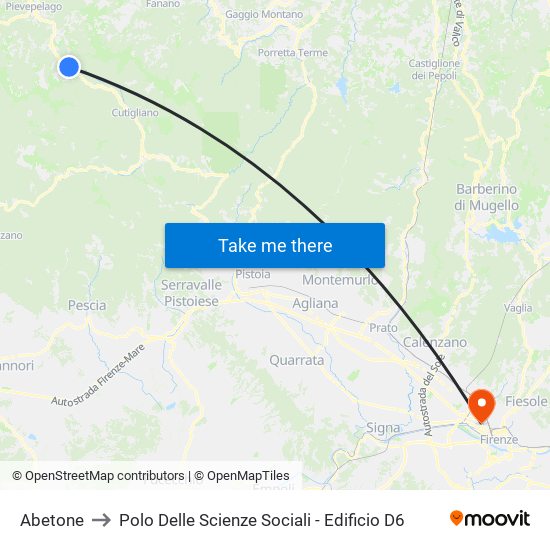 Abetone to Polo Delle Scienze Sociali - Edificio D6 map
