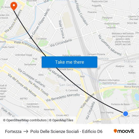 Fortezza to Polo Delle Scienze Sociali - Edificio D6 map