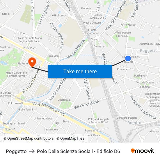 Poggetto to Polo Delle Scienze Sociali - Edificio D6 map