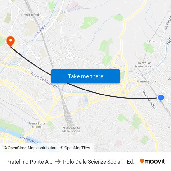 Pratellino Ponte Al Pino to Polo Delle Scienze Sociali - Edificio D6 map