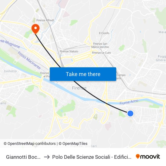 Giannotti Bocchi to Polo Delle Scienze Sociali - Edificio D6 map