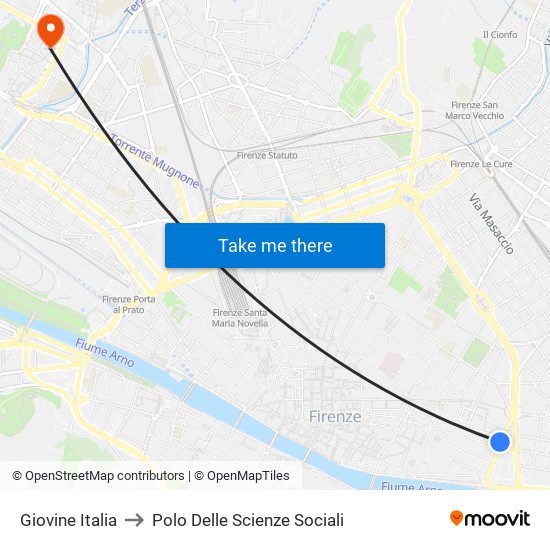 Giovine Italia to Polo Delle Scienze Sociali map