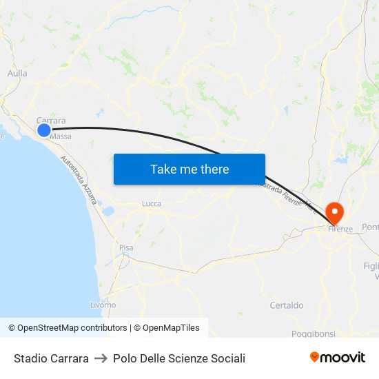 Stadio Carrara to Polo Delle Scienze Sociali map