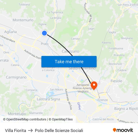 Villa Fiorita to Polo Delle Scienze Sociali map