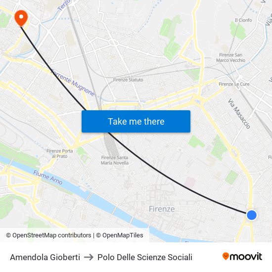 Amendola Gioberti to Polo Delle Scienze Sociali map