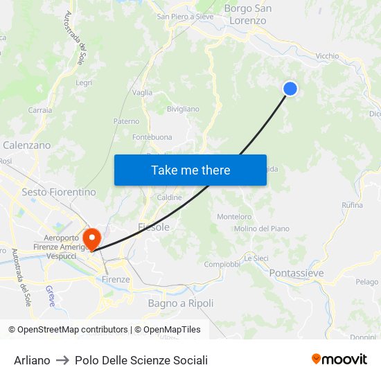 Arliano to Polo Delle Scienze Sociali map