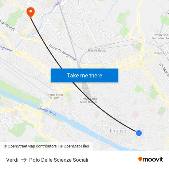 Verdi to Polo Delle Scienze Sociali map