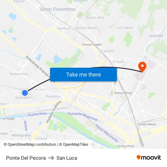 Ponte Del Pecora to San Luca map