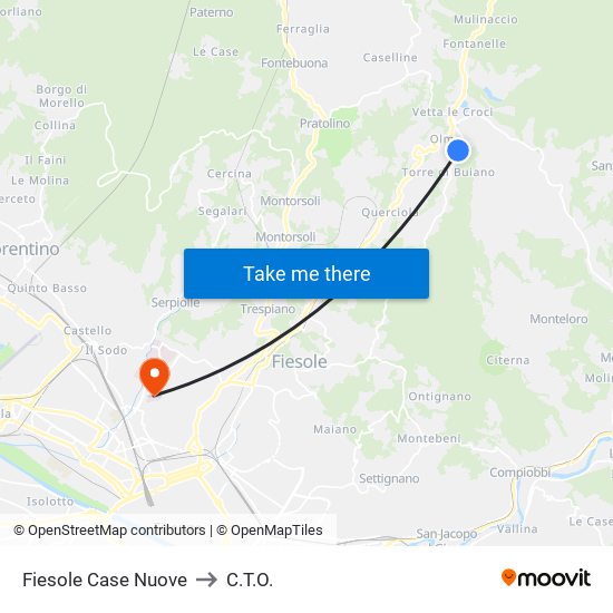 Fiesole Case Nuove to C.T.O. map