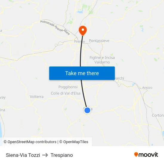Siena-Via Tozzi to Trespiano map