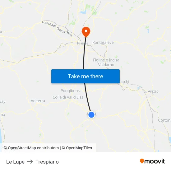 Le Lupe to Trespiano map