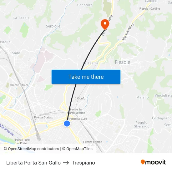 Libertà Porta San Gallo to Trespiano map