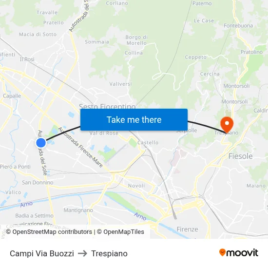 Campi Buozzi Street to Trespiano map